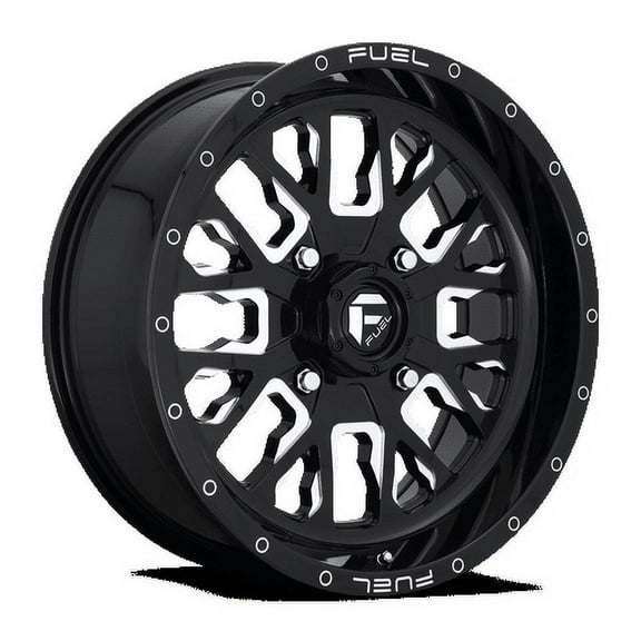 Fuel UTV Aluminum Rim D611 STROKE 18X7in Gloss Black Milled Finish, D6111870A644