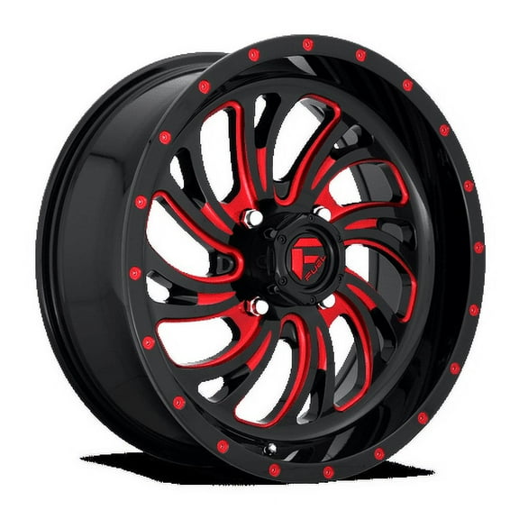 Fuel UTV Aluminum Rim D642 KOMPRESSOR 18X7in Gloss Black Red Tinted Clear Finish, D6421870A544