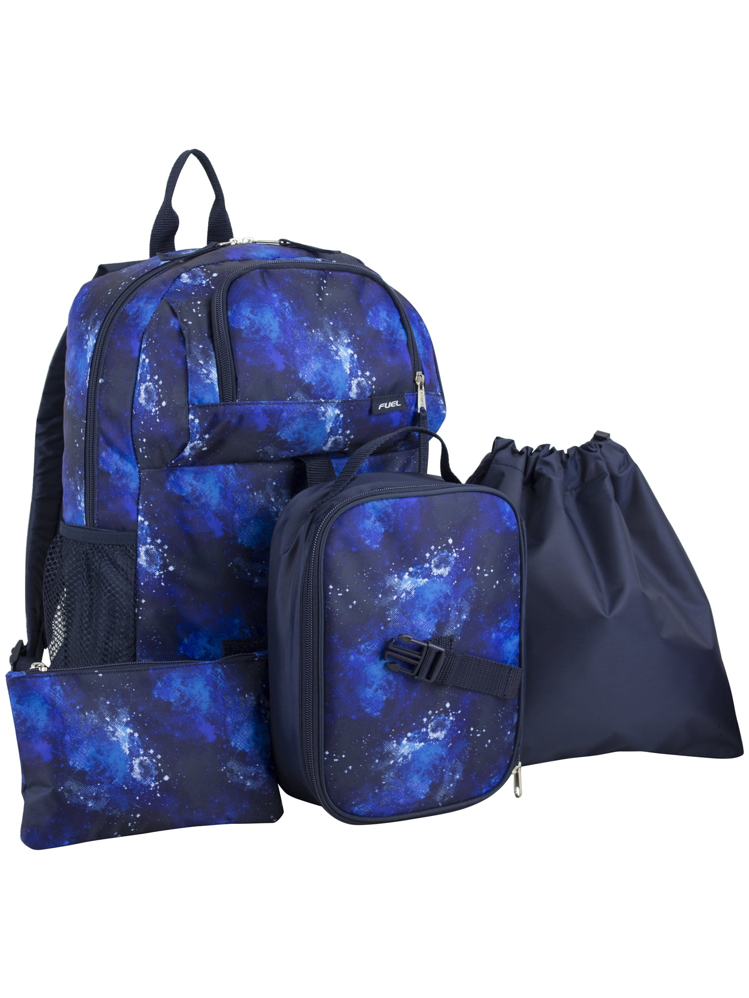 Fuel unisex 4-Piece Combo Backpack with Lunch Box, Storage Case and Shoe Pouch, Blue Galaxy, Kids Unisex, Size: Large