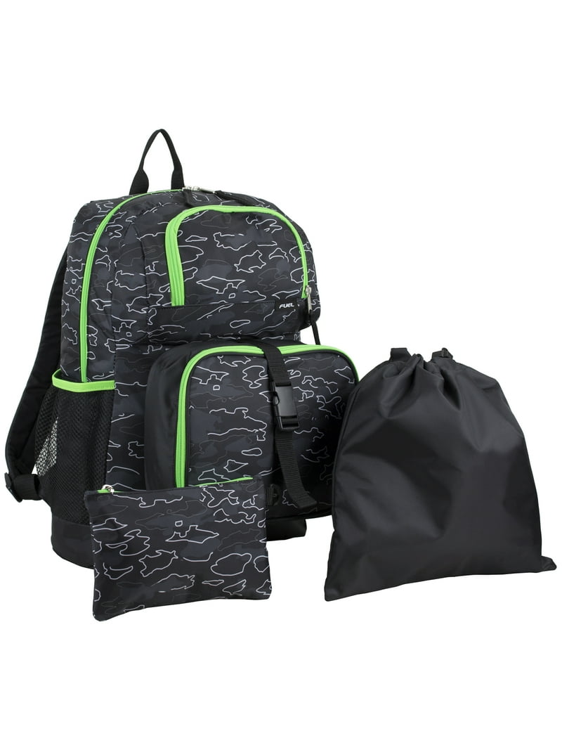Fuel Unisex 4-Piece Backpack Combo with Insulated Lunch Box, Shoe
