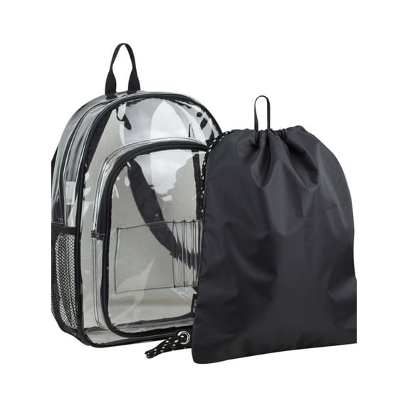 Fuel Unisex Clear Backpack and Drawstring Bundle, Black