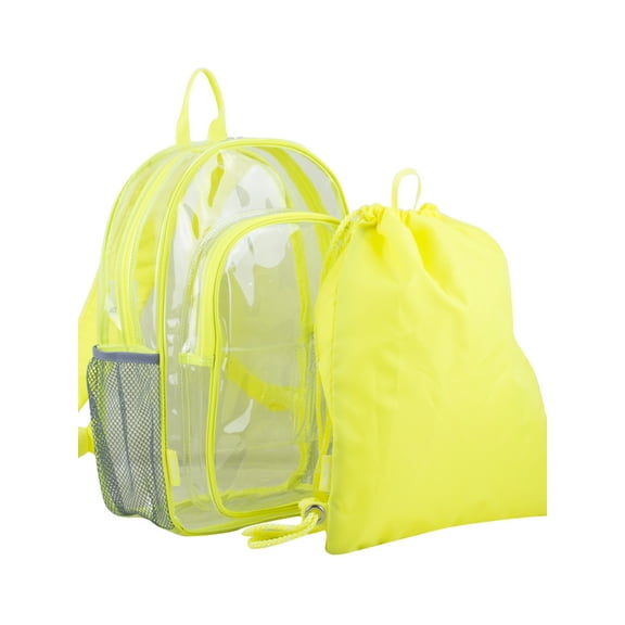 Fuel Unisex Clear Backpack and Drawstring Bundle, Citrus Yellow