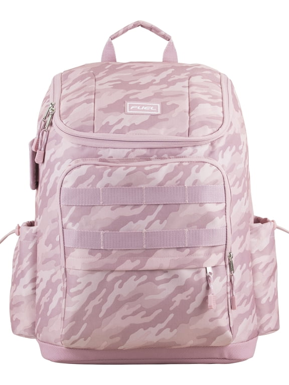 Unisex Outdoor Cargo Top Loading Backpack, Pink Camouflage