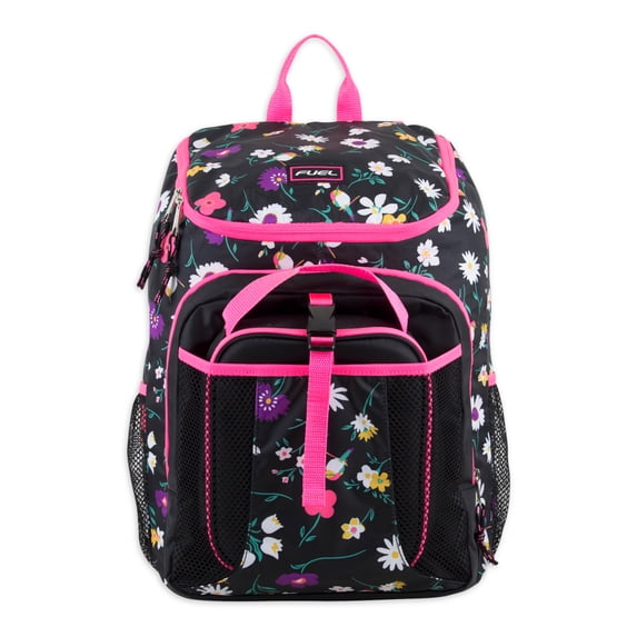 Fuel Unisex Top Loading Backpack and Lunch Bag Set, 2-Piece, Floral Bird Print