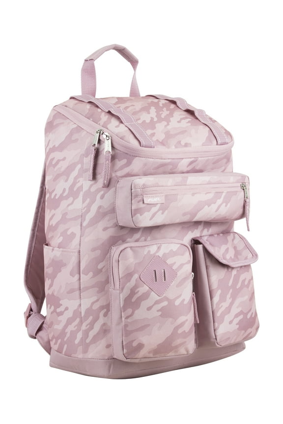 Unisex Wide Mouth Cargo Backpack, Pink Camouflage