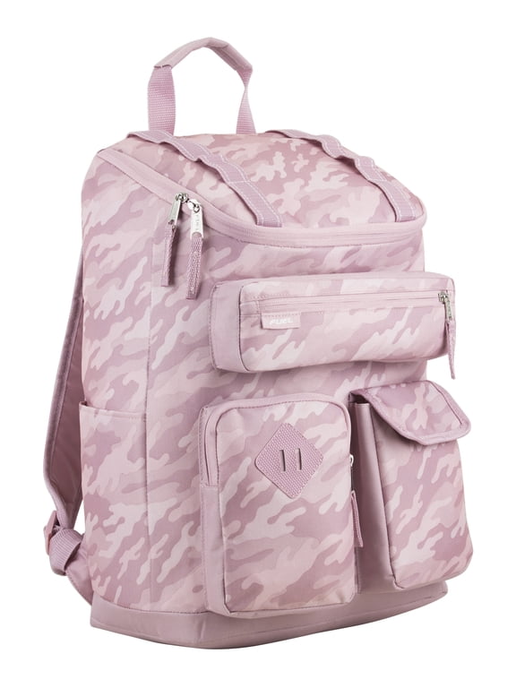 Unisex Wide Mouth Cargo Backpack, Pink Camouflage