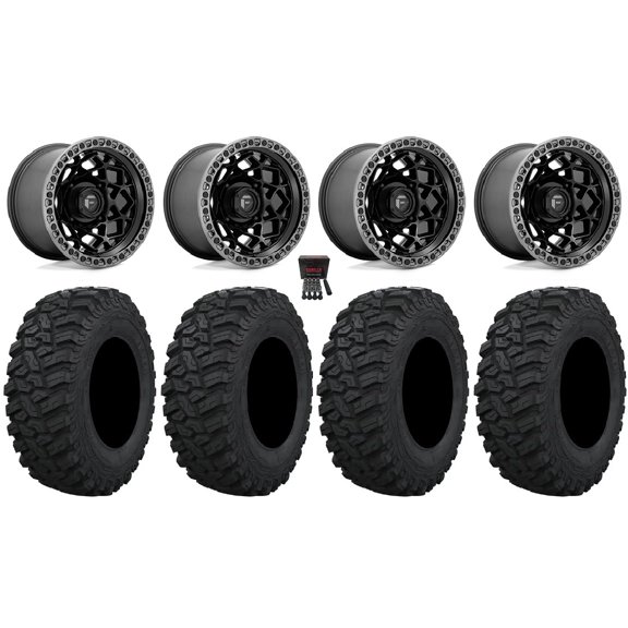 Fuel Unit 15" Wheels Black 33" Trekker Tires Can-Am Commander Maverick Renegade Outlander Defender