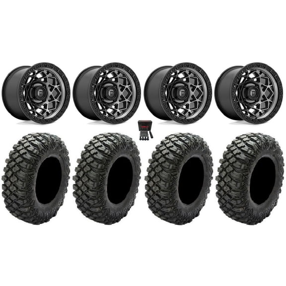Fuel Unit 15" Wheels Gunmetal 32" Crawler XR Tires Can-Am Commander Maverick Renegade Outlander Defender