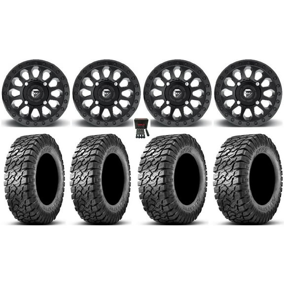 Fuel Vector 14" Wheels Black 27" Predator Tires Kawasaki Teryx Mule