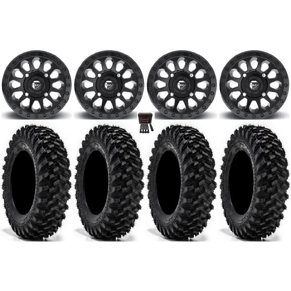 Fuel Vector 14" Wheels Black 34" Warrior XT Tires Sportsman RZR Ranger