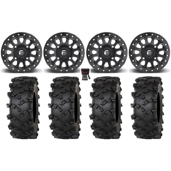 Fuel Vector Beadlock 15" Wheels Bk 32" Outlaw M/T Tires Can-Am Commander Maverick Renegade Outlander Defender