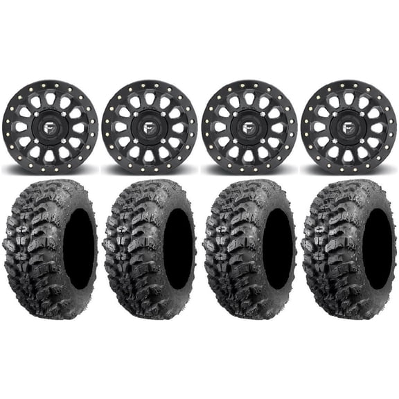 Fuel Vector Beadlock 15" Wheels Bk 35" Sniper 920 Tires Can-Am Commander Maverick Renegade Outlander Defender