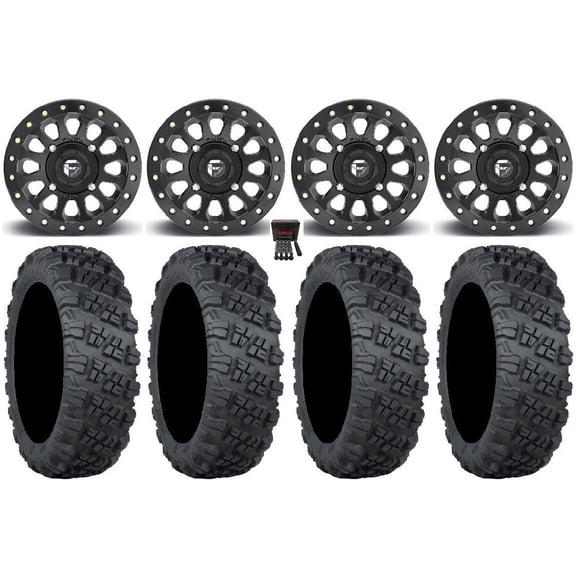 Fuel Vector Beadlock 15" Wheels Bk 35" Versa Cross V3 Tires Sportsman RZR Ranger