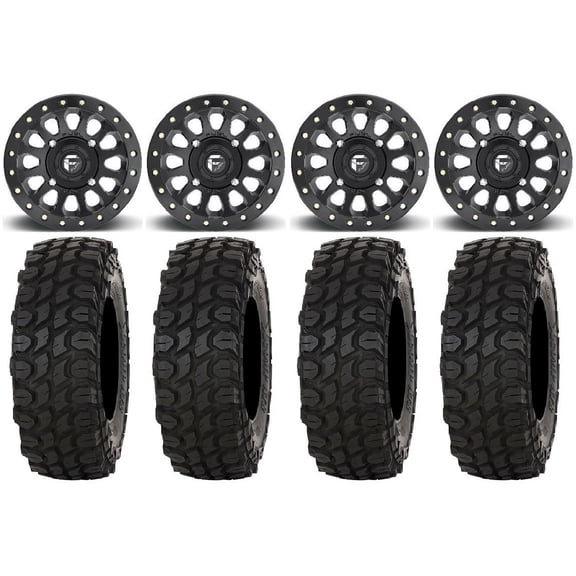 Fuel Vector Beadlock 15" Wheels Bk 35" XComp ATR Tires Kawasaki Teryx Mule