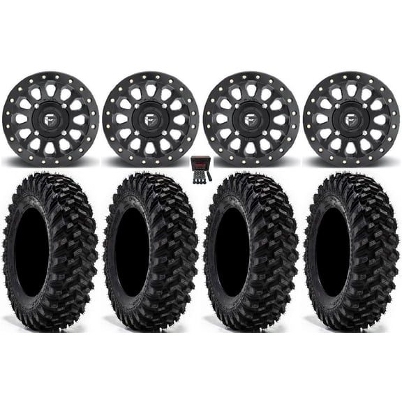 Fuel Vector Beadlock 15" Wheels Black 30" Warrior XT Tires Can-Am Maverick X3 / Honda Pioneer 1000 / Talon
