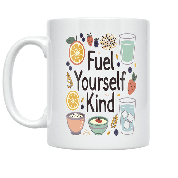 Fuel Yourself Kind Wellness Art - Mindful Eater - 11 oz Ceramic Coffee Mug