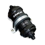 Fuelab 818 In-Line Fuel Filter Standard -10AN In/Out 75 Micron Stainless - Black