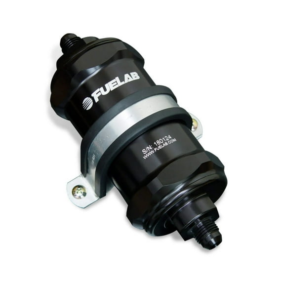 Fuelab 818 In-Line Fuel Filter Standard -8AN In/Out 6 Micron Fiberglass - Black