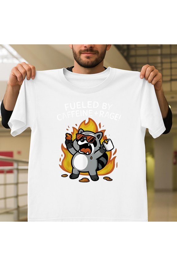 Fueled By Caffeine And Rage Funny Coffee Lover Dark Unisex T-Shirt, Humor Gift V61165, Up to Size 5XL