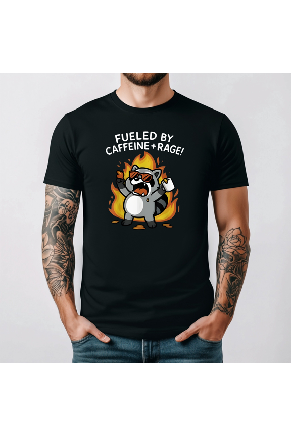 Fueled By Caffeine Rage Funny Angry Coffee Lover Dark Graphic Apparel,for men and women up to 5XL