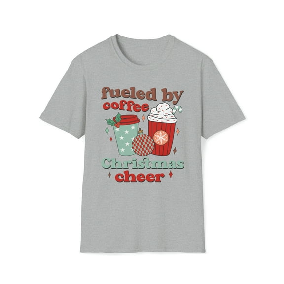 Fueled By Coffee And Christmas Cheer, Gildan Unisex Softstyle TShirt, S-3XL