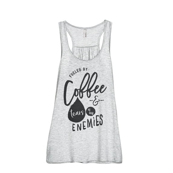 Fueled By Coffee And THe Tears Of My Enemies Women's Fashion Sleeveless Flowy Racerback Workout Yoga Tank Top Sport Grey 2X-L