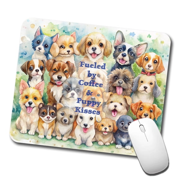 Fueled By Coffee Puppy Kisses Dog Mom Dad Mouse Pad Low Profile Gaming Mat