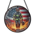 thumbnail image 1 of Fueled By Fire Driven By Courage Stained Glass Suncatcher Fireman Appreciation Gift, 1 of 8