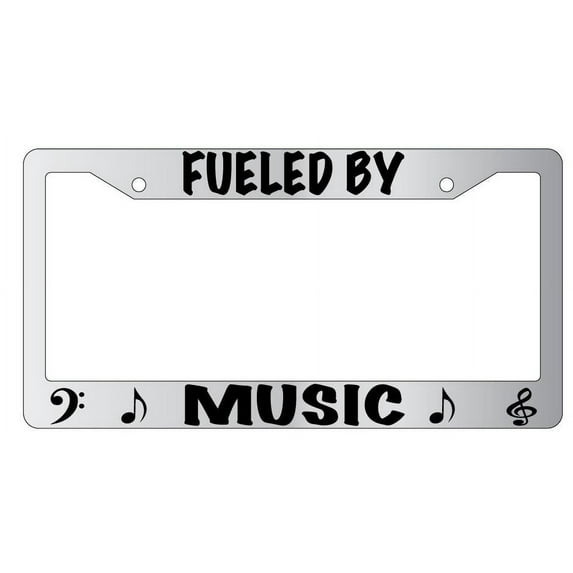 Fueled By Music (With Notes) Chrome Plastic Plastic License Plate Frame