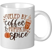 Fueled Coffee And Pumpkin Spice Novelty Coffee Mug Gifts For Women Men Friend Family Coworker Fall Noel Cup For Christmas New Year Birthday Thanksgiving