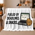 thumbnail image 1 of Fueled by Deadlines and Snacks Laptop Cookie, Hand Painted Cartoon Style for Office Workers, White Funny Work Scene and Birthday Gift, Cozy Flannel Blanket for Bedroom and Office, Home Decor, 1 of 9