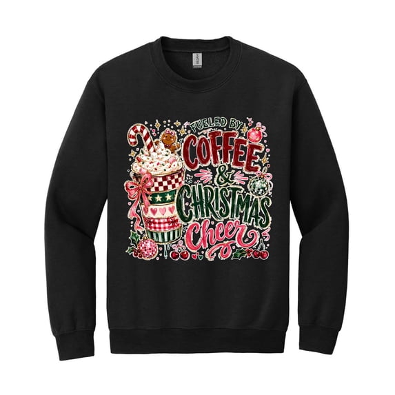 Fueled by Coffee and Christmas Cheer Sweatshirt, Preppy Holiday Sweatshirt