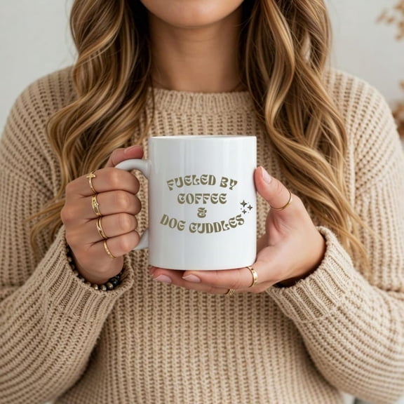 Fueled by Coffee and Dog Cuddles Mug, R Dog Mom Gift, PNW Coffee Cup, Cute Oregon Mug Her, Cozy day Gift Coworker.