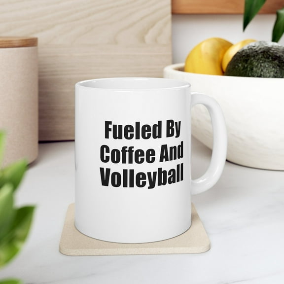 Volleyball Player 11 oz Coffee Mug - Fueled by Coffee and Volleyball White Ceramic Gift