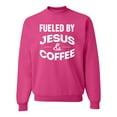 thumbnail image 1 of Fueled by Jesus and Coffee Funny Christian | Mens Inspirational/Christian Crewneck Graphic Sweatshirt, Fuschia, X-Large, 1 of 3