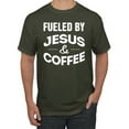 thumbnail image 1 of Fueled by Jesus and Coffee Funny Christian | Mens Inspirational/Christian Graphic T-Shirt, Military Green, 2XL, 1 of 3