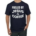 thumbnail image 1 of Fueled by Jesus and Coffee Funny Christian | Mens Inspirational/Christian Graphic T-Shirt, Navy, Small, 1 of 3