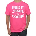 thumbnail image 1 of Fueled by Jesus and Coffee Funny Christian | Mens Inspirational/Christian Graphic T-Shirt, Neon Pink, 2XL, 1 of 3
