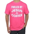 thumbnail image 1 of Fueled by Jesus and Coffee Funny Christian | Mens Inspirational/Christian Graphic T-Shirt, Neon Pink, 3XL, 1 of 3