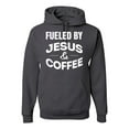 thumbnail image 1 of Fueled by Jesus and Coffee Funny Christian | Mens Inspirational/Christian Hooded Sweatshirt Graphic Hoodie, Charcoal, Small, 1 of 3