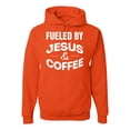 thumbnail image 1 of Fueled by Jesus and Coffee Funny Christian | Mens Inspirational/Christian Hooded Sweatshirt Graphic Hoodie, Orange, X-Large, 1 of 3