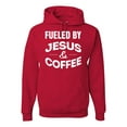 thumbnail image 1 of Fueled by Jesus and Coffee Funny Christian | Mens Inspirational/Christian Hooded Sweatshirt Graphic Hoodie, Red, 3XL, 1 of 3