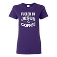 thumbnail image 1 of Fueled by Jesus and Coffee Funny Christian | Womens Inspirational/Christian Graphic T-Shirt, Purple, X-Large, 1 of 3