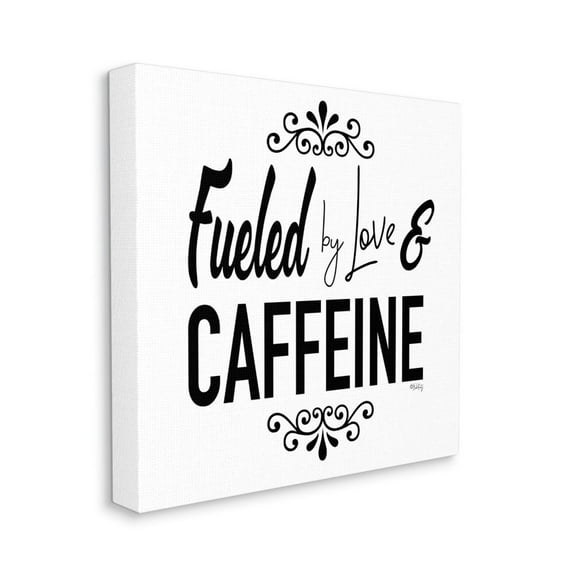 Fueled by Love and Caffeine Phrase Minimal Chic Food & Beverage Gallery-Wrapped Canvas Print Wall Art, 17x17
