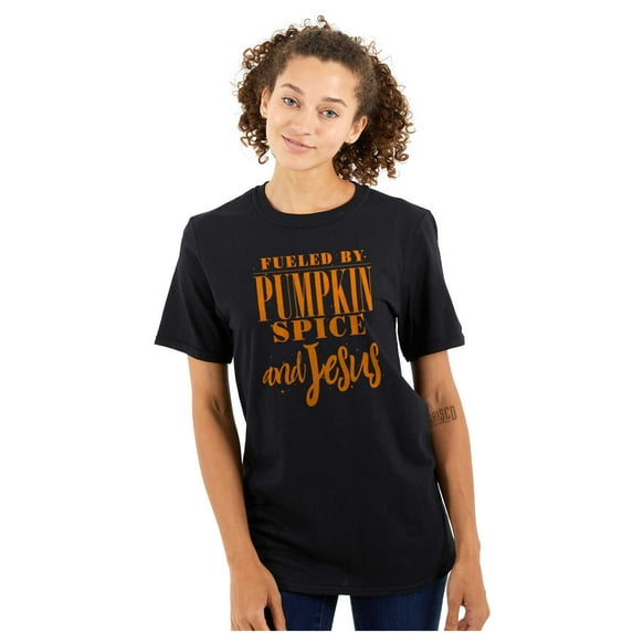 Fueled by PSL and Jesus Cute Fall Women's Plus Size Graphic Tee Brisco Brands 2X