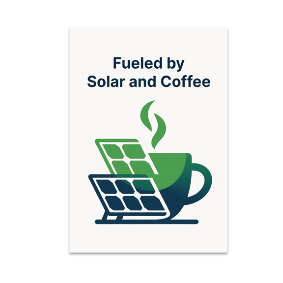 Fueled by Solar and Coffee - Eco-Conscious Decor Enthusiast - 13x19 Poster Print