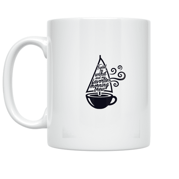 Fueled by Wind and My Favorite Morning Brew - Coffee-Loving Sailor - 11 oz Ceramic Coffee Mug