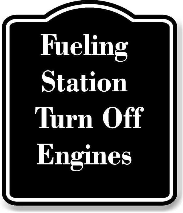 Off Engine Signage Fueling Station Turn Off Engines BLACK Aluminum Composite Sign 8.5''x10 ...