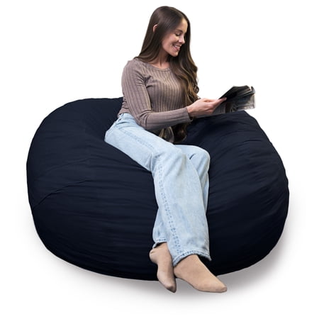 Big Joe Fuf 5Ft Oversized Foam Bean Bag Chair for Kids, Teens, Adults, Cobalt Lenox, Durable Woven Polyester, 5 foot Large Reading and Gaming Seat