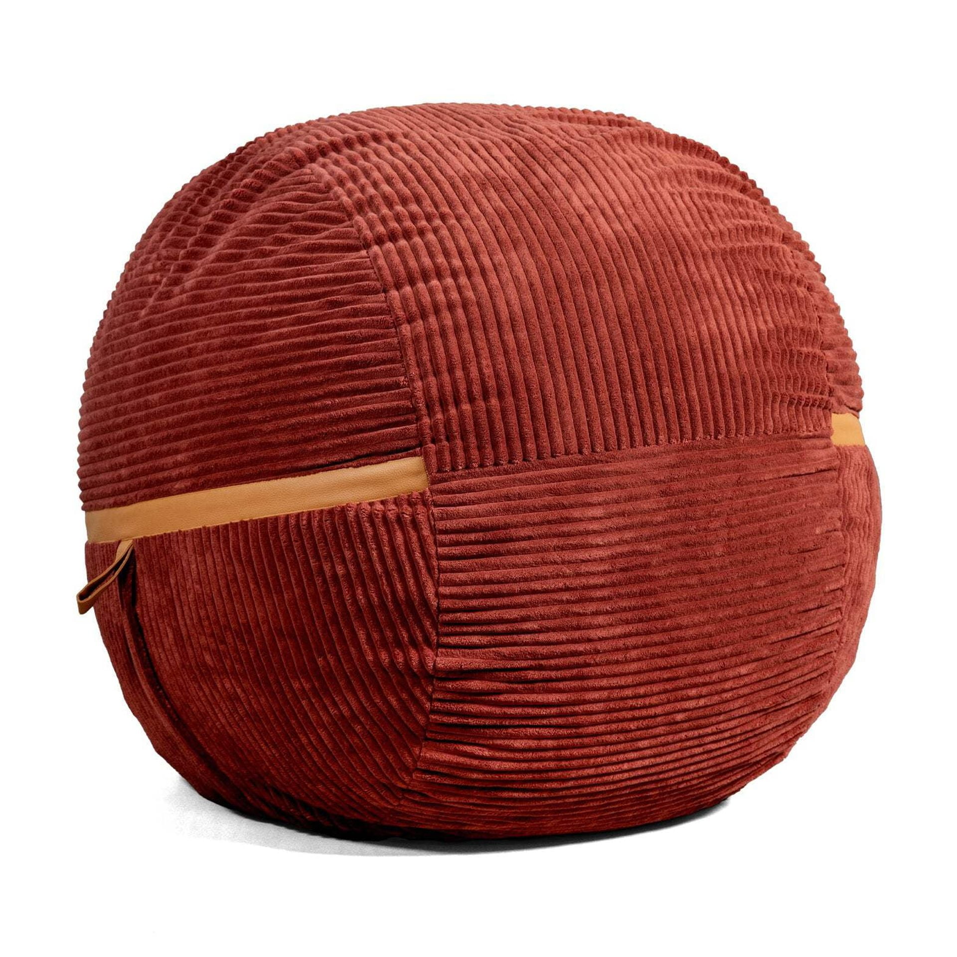 Large Deep Terracotta Corduroy Bean Bag Chair with Removable Cover